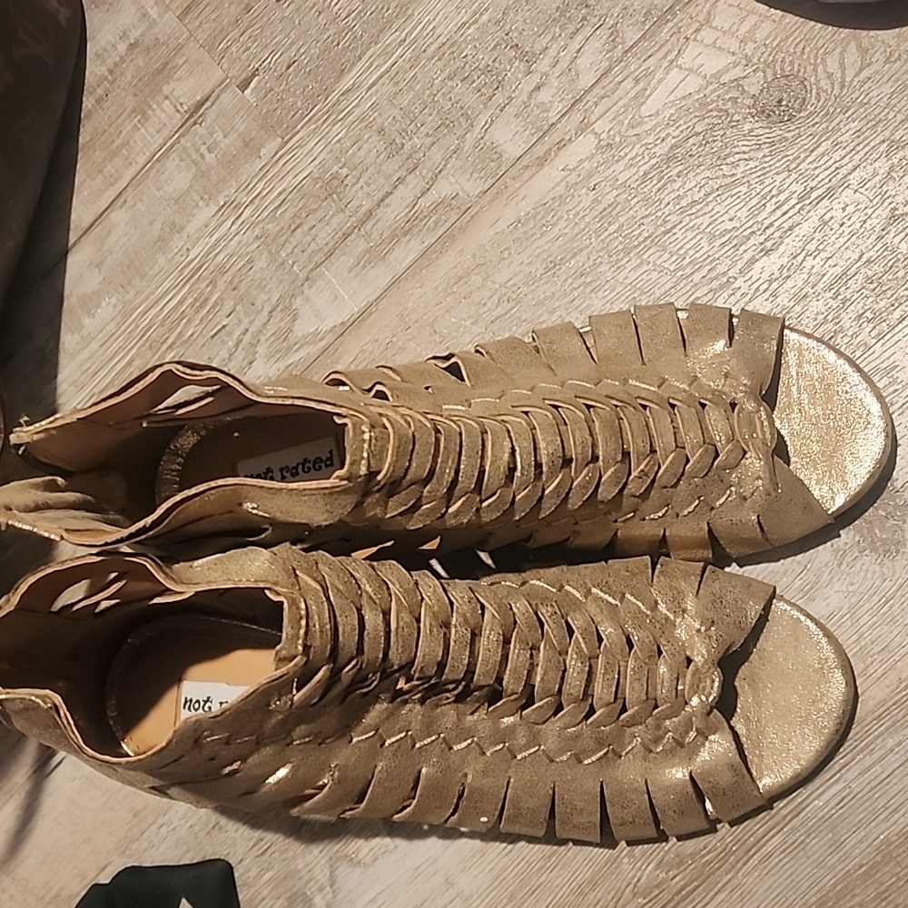 gold open toe/bootie